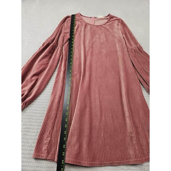 Altard State Dress Womens Medium Pink Ribbed Velvety Soft Balloon Sleeve - Picture 3 of 7